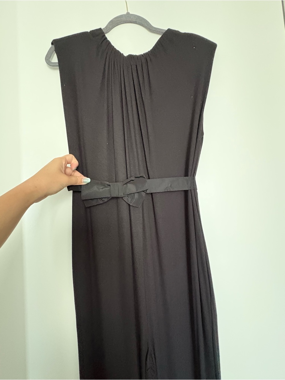 Something Navy Nikki Black Sleeveless Jumpsuit with Waist Bow - Picture 6 of 15